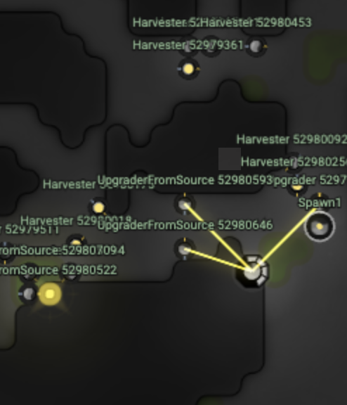 An image of my screeps colony, full of hardworking creeps.